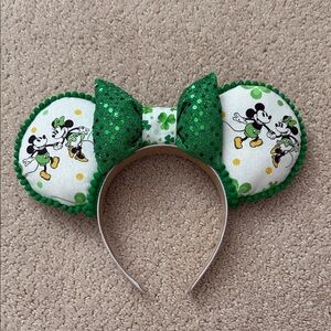 Disney Green and White Mickey Minnie St. Patrick's Day Ear Headband